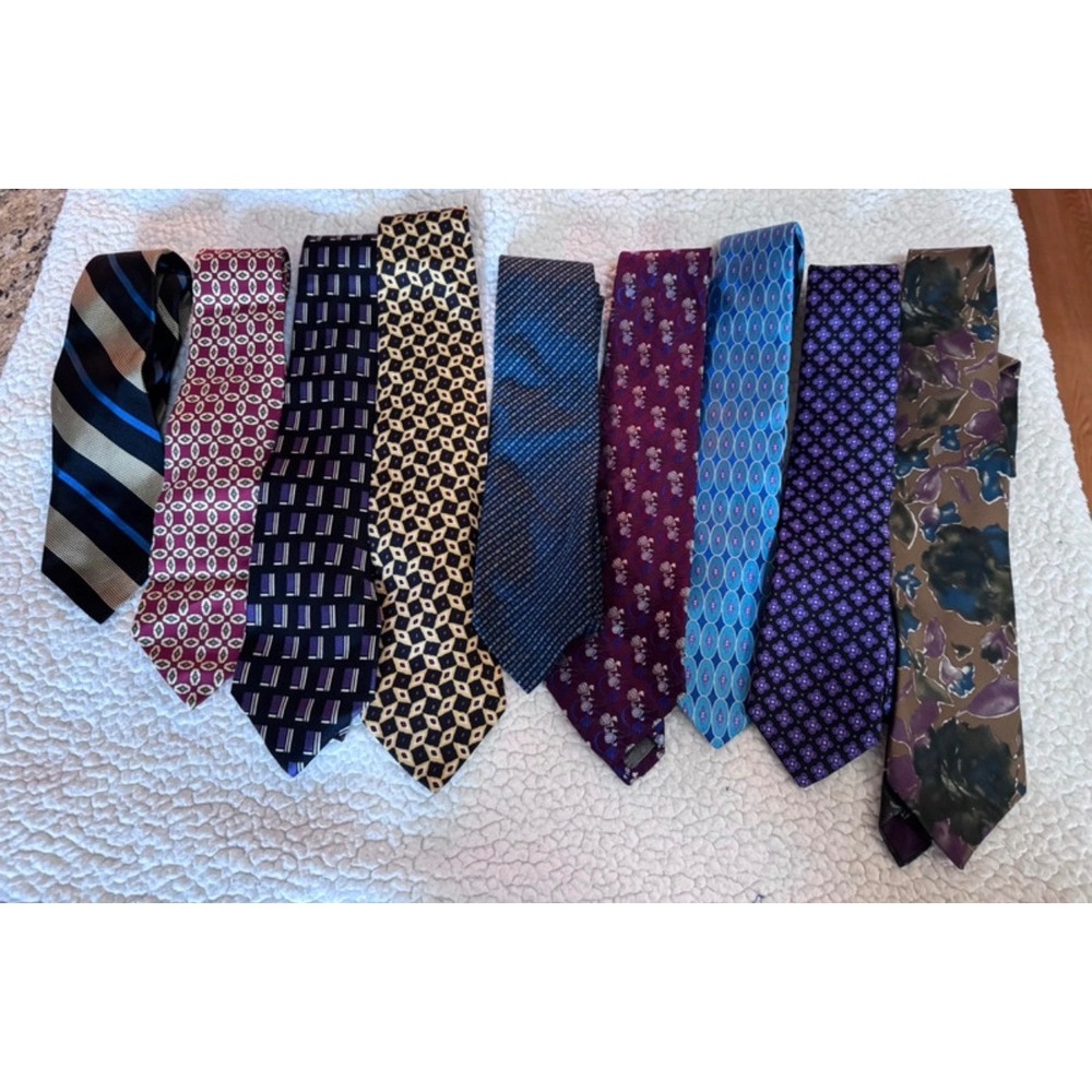 9pc Designer Silk Tie Bundle Ralph Lauren Hugo Boss Armani Rob Talbott Ted Baker